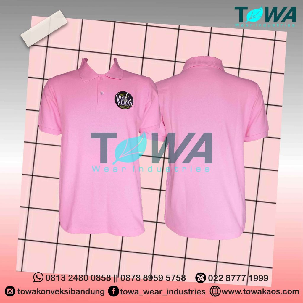 Baju Poloshirt Baju Restoran Bahan Lacoste Warna Pink Bordir Dada