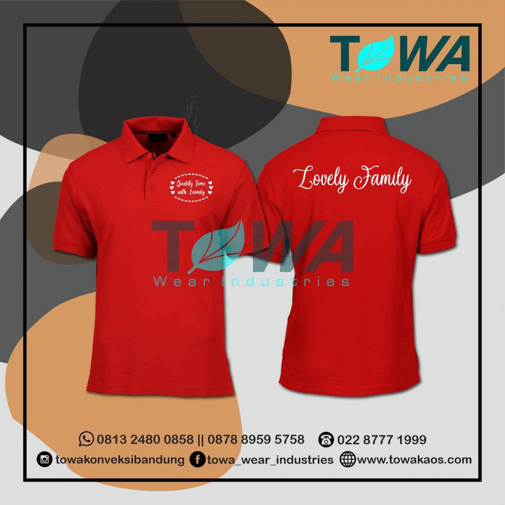 Baju Poloshirt Baju kerah Family Gathering Bahan Lacoste Warna Merah Bordir Bandung