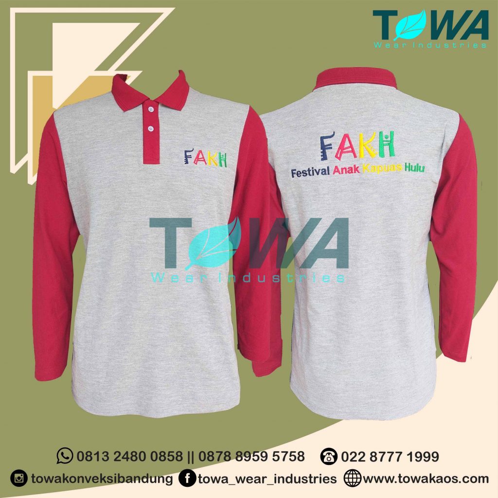 Baju Poloshirt Panjang Baju Kerah Abu Merah Festival Anak Kapuas Hulu Kalimantan Barat Bahan Lacoste