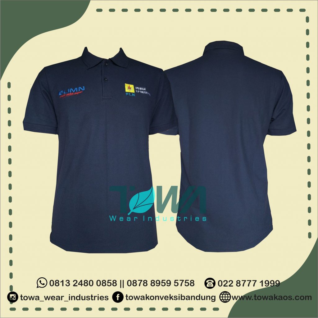 Baju-Poloshirt-PLN-Tanjung-Pura-Bahan-Lacoste-Cotton-Warna-Navy