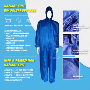 towa konveksi APD hazmat suit bahan parasut