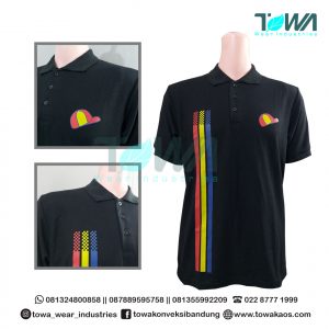 Baju Poloshirt Baju Kaos Kerah Baju Perusahaan Lucky Strategis Hitam Sablon
