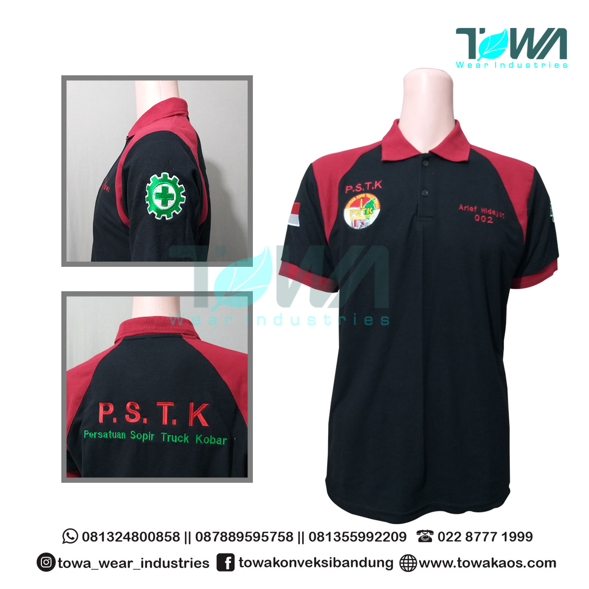 Baju Kaos Kerah Baju Poloshirt Baju PSTK Hitam Maroon