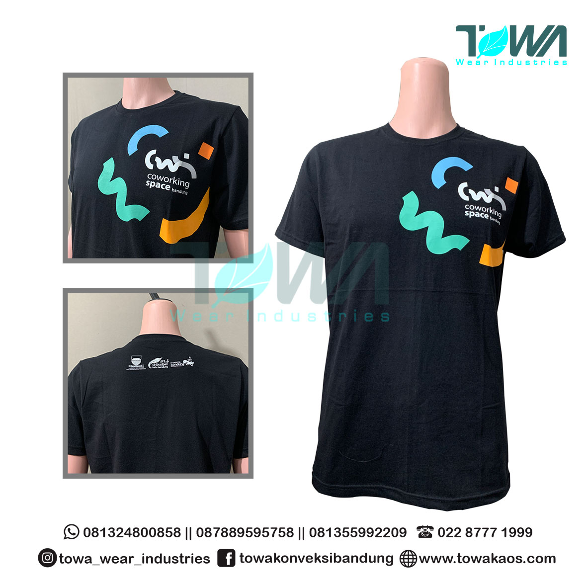 Baju Kaos Oblong Baju Event CWS Bahan Cotton Combed Hitam