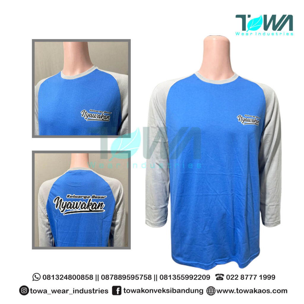 Baju Kaos Reglan Baju Event Gathering Nyawakan Biru Abu