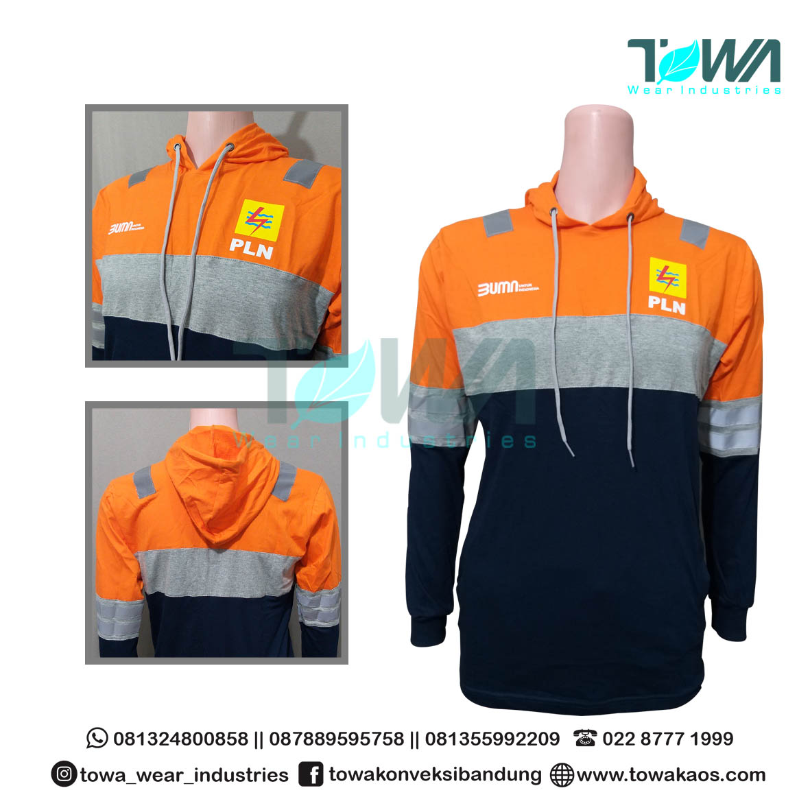 Baju Kaos Tshirt Hoodie Bahan Combed Kombinasi PLN