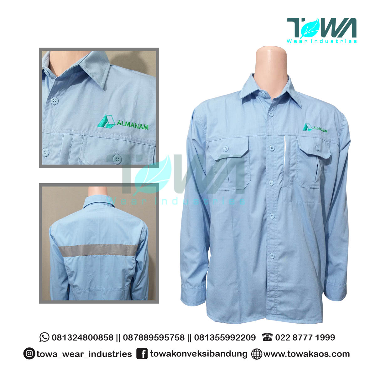 Baju Kemeja Baju Seragam Al Manam Ripstok Biru