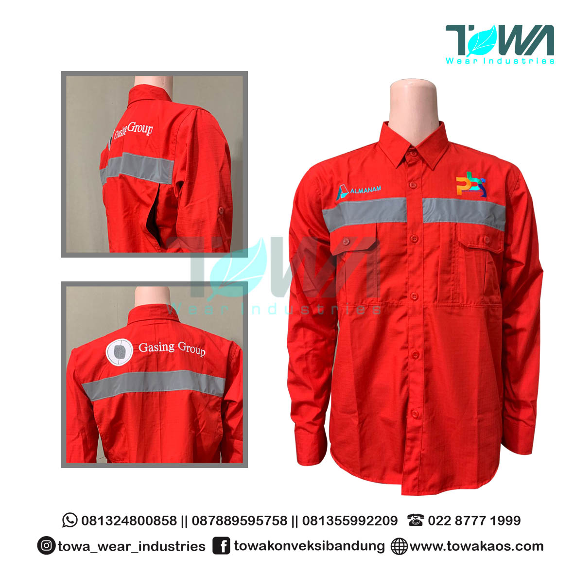 Baju Kemeja Baju Seragam Kerja Almanam Maroon Ripstok