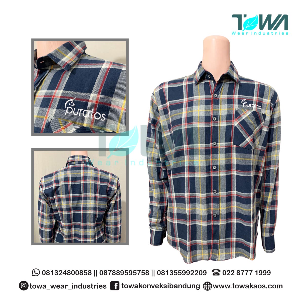 Baju Kemeja Baju Seragam Puratos Flanel Kotak