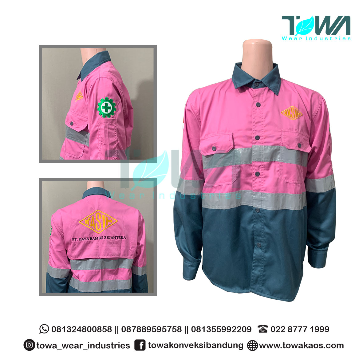 Kemeja Lapangan Safety Pt. Daya Bambu Sejahtera Bahan Drill