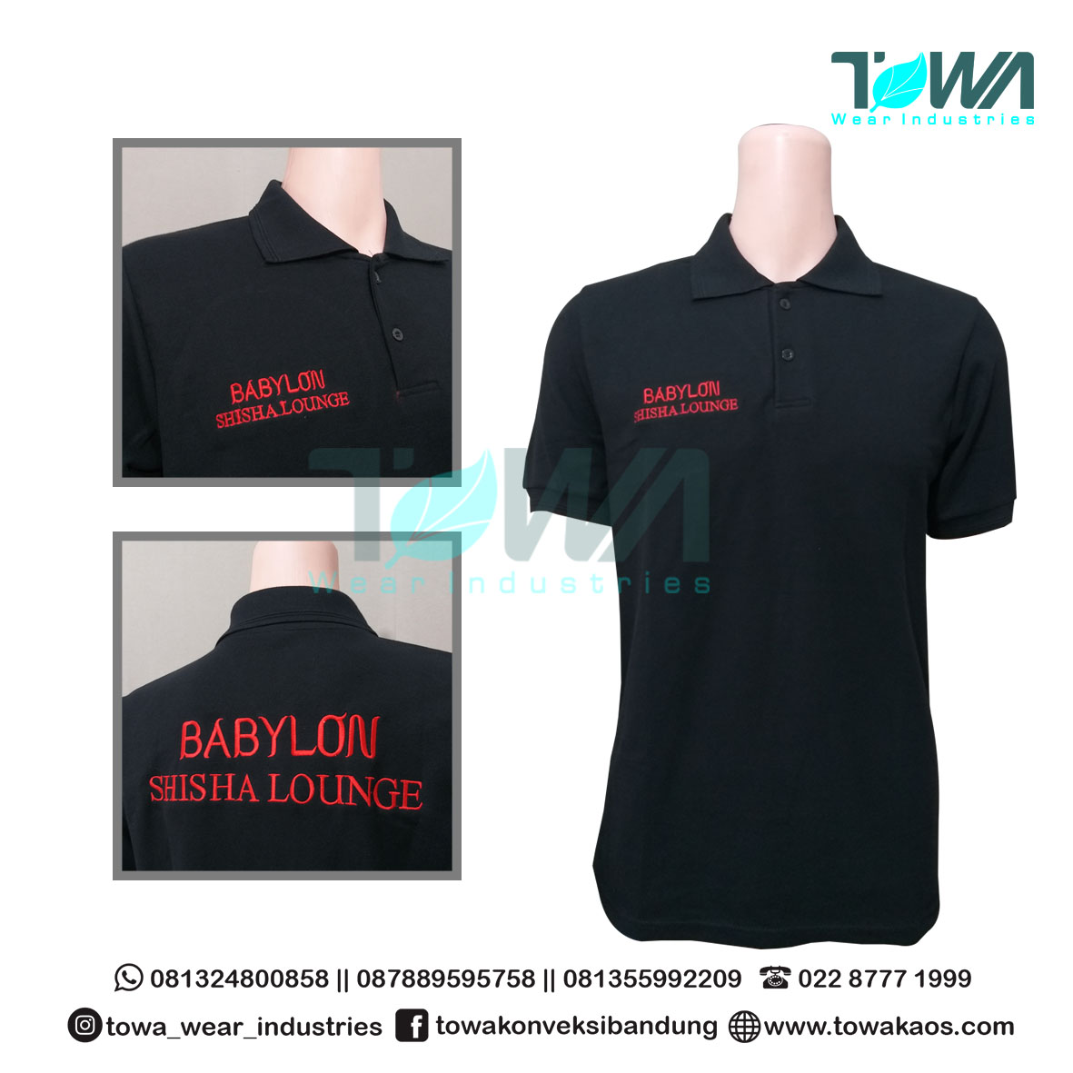 Poloshirt Baju Kaos Kerah Seragam Cafe Shisha Babylon Hitam Pendek