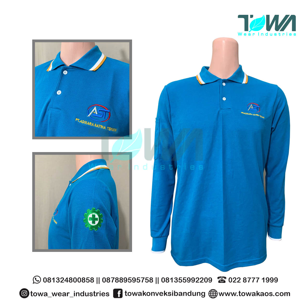 Poloshirt Baju Kaos Kerah Seragam PT. AST Turkis Tua Panjang