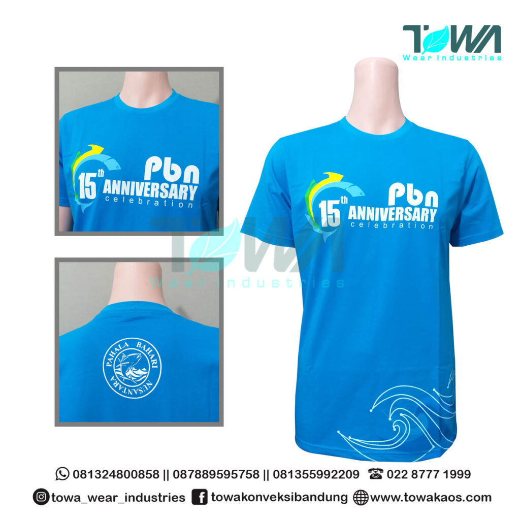 Baju Kaos Baju Event Anniversary PBN Turkis Sablon Waterbased