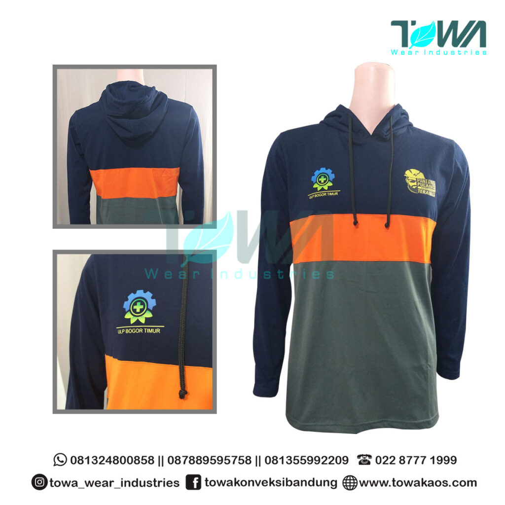 Baju Kaos Hoodie Bahan Cotton Combed PLN UP3 Bogor