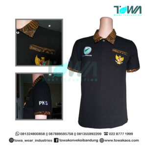 Baju Poloshirt Hitam kombinasi Batik PT. Uniprimacom